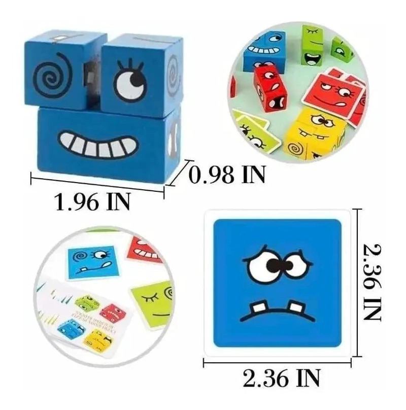 JUEGO DIDACTICO DE BLOQUES DE MADERA CON EXPRESIONES - 2