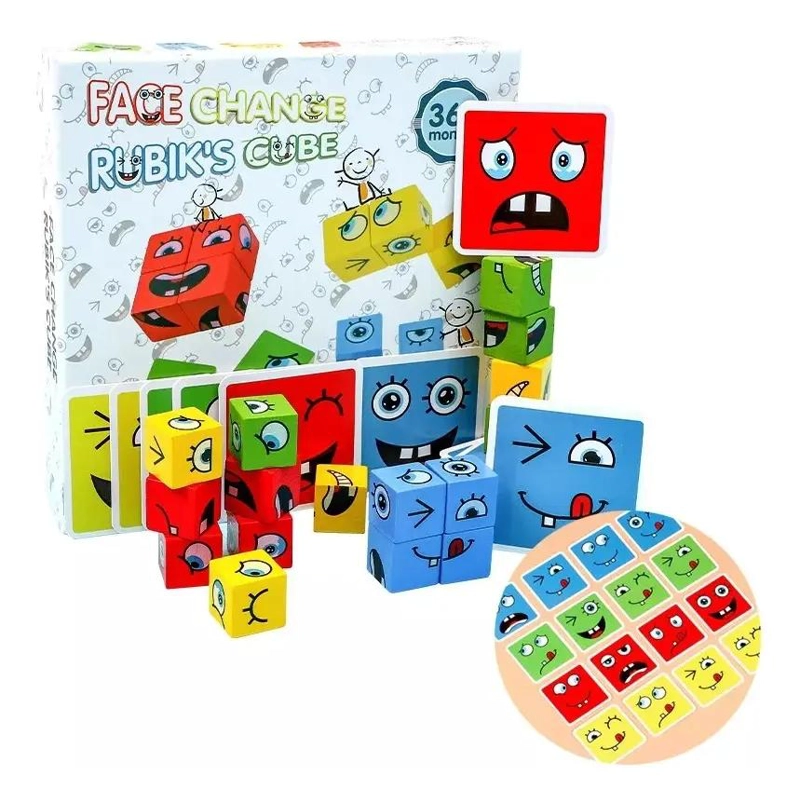 JUEGO DIDACTICO DE BLOQUES DE MADERA CON EXPRESIONES - 3