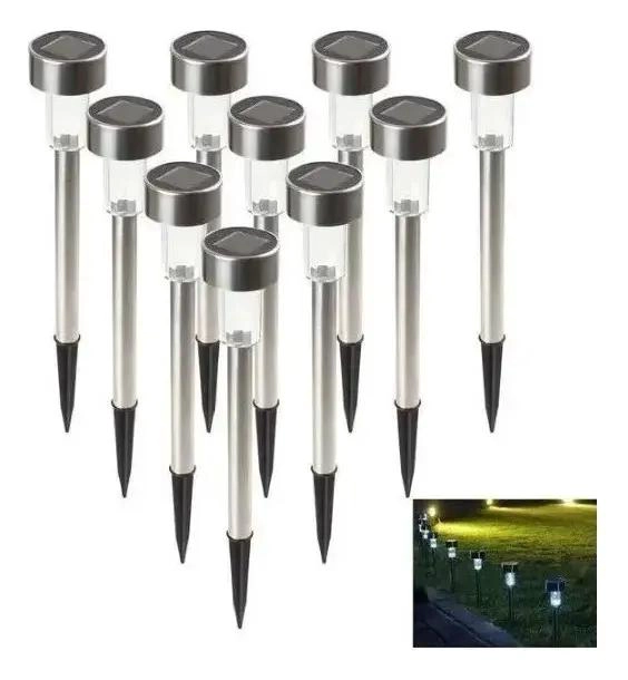 SET 15 FOCOS FAROLES SOLARES LED CON ESTACA PARA JARDIN - 1