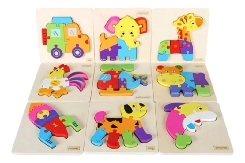 PACK 12 PUZZLES DE MADERA DIDACTICOS MONTESSORI - 2