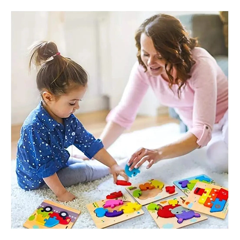 PACK 12 PUZZLES DE MADERA DIDACTICOS MONTESSORI - 3