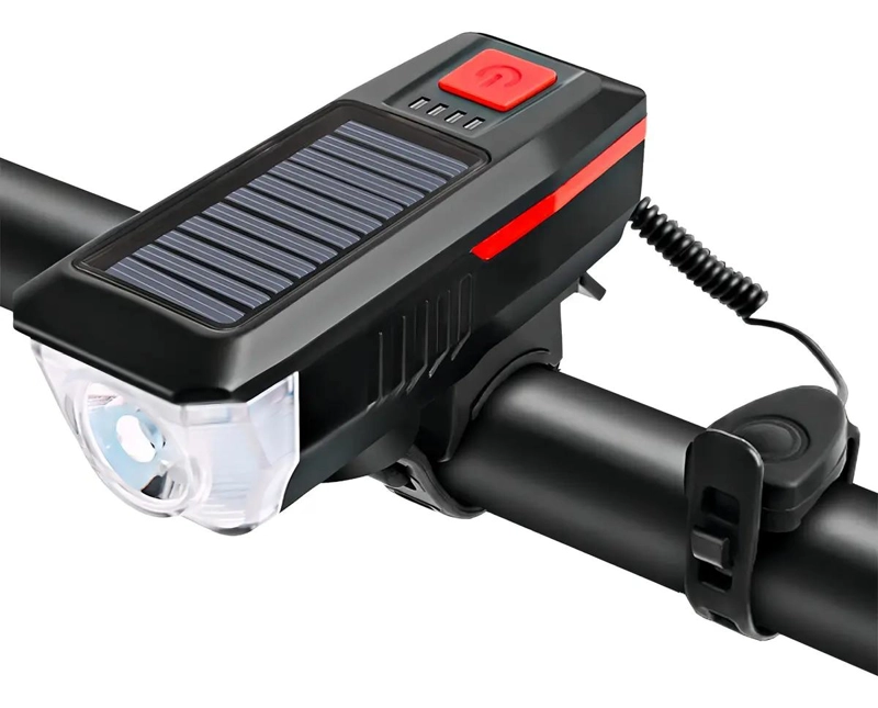 LUZ LED DELANTERA RECARGABLE PARA BICICLETA CON BOCINA - 1