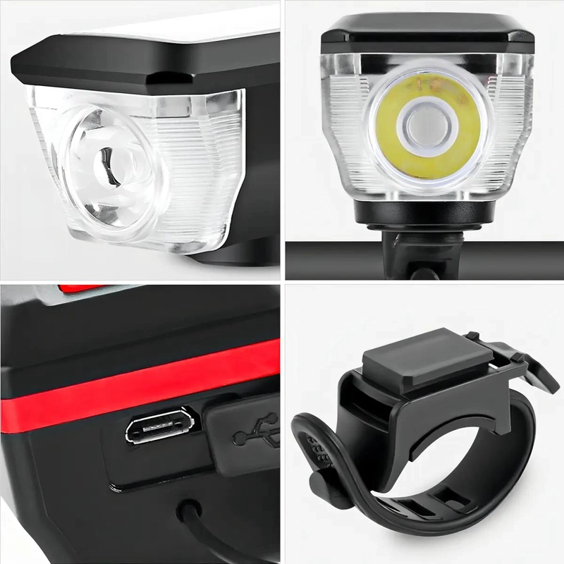 LUZ LED DELANTERA RECARGABLE PARA BICICLETA CON BOCINA - 2