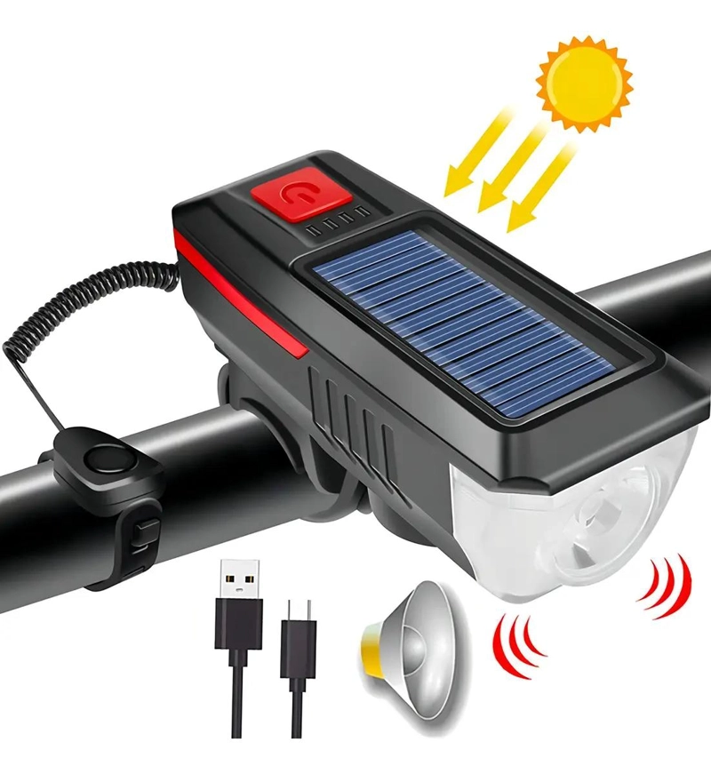 LUZ LED DELANTERA RECARGABLE PARA BICICLETA CON BOCINA - 3