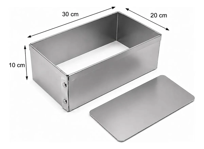 MOLDE RECTANGULAR DESMONTABLE PARA TORTA DE ALUMINIO 30X20X10 CM - 4