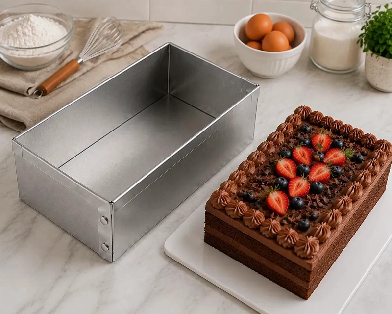 MOLDE RECTANGULAR DESMONTABLE PARA TORTA DE ALUMINIO 30X20X10 CM - 5