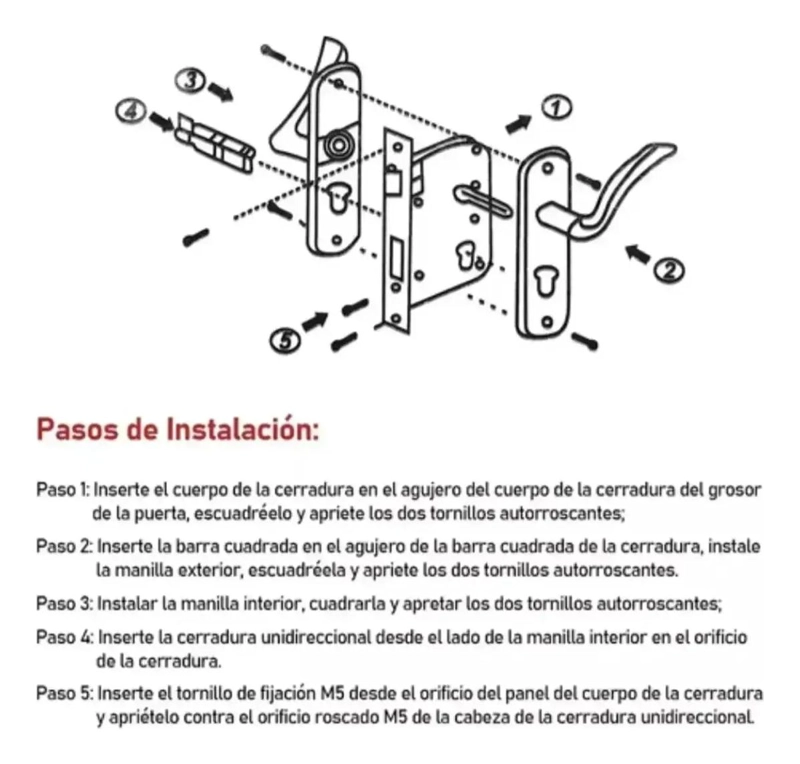 CERRADURA CON MANIJA NEGRA PARA PUERTA SILENCIOSA - 2