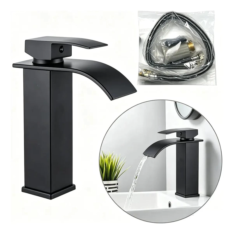 LLAVE MONOMANDO CASCADA PARA LAVAMANOS ACERO INOX - 1