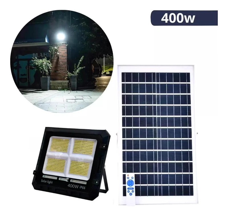 FOCO SOLAR EXTERIOR 400W CON PANEL Y CONTROL REMOTO - 2