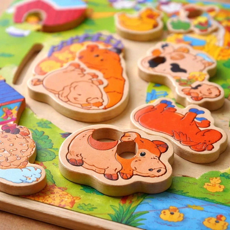 PUZZLE DE MADERA EDUCATIVA TEMATICA GRANJA PARA NIÑOS - 2