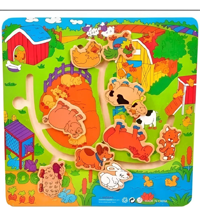 PUZZLE DE MADERA EDUCATIVA TEMATICA GRANJA PARA NIÑOS - 3