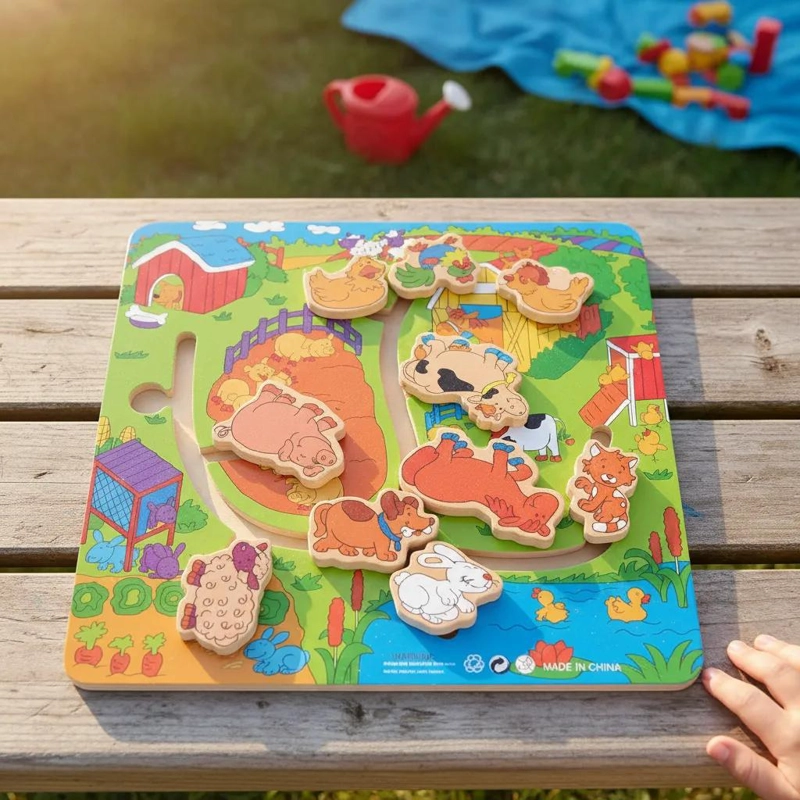 PUZZLE DE MADERA EDUCATIVA TEMATICA GRANJA PARA NIÑOS - 4
