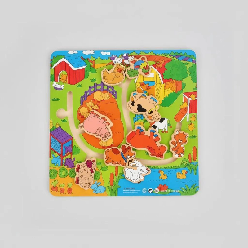 PUZZLE DE MADERA EDUCATIVA TEMATICA GRANJA PARA NIÑOS - 5