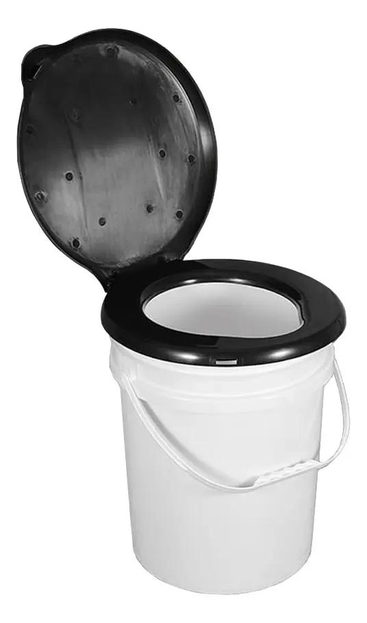 BAÑO PORTATIL DE PLASTICO RESISTENTE CON BALDE PARA CAMPI - 1