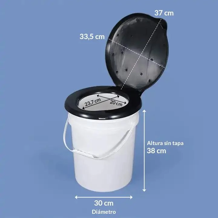 BAÑO PORTATIL DE PLASTICO RESISTENTE CON BALDE PARA CAMPI - 2