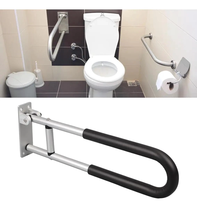BARRA DE AGARRE PLEGABLE PARA INODORO 60CM ALUMINIO - 5
