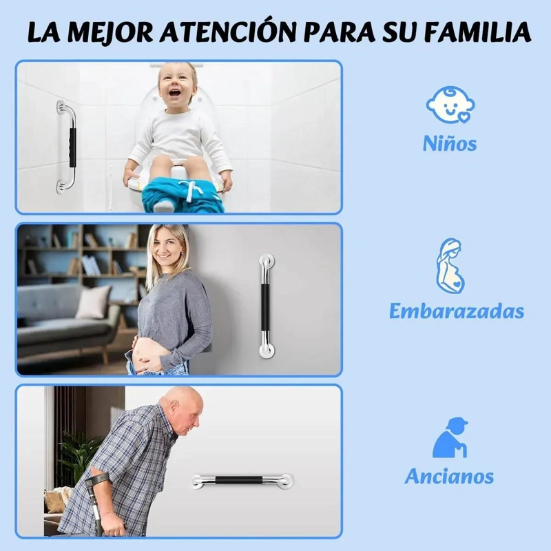 BARRA DE SEGURIDAD ANTIDESLIZANTE 50CM PARA BAÑO - 5