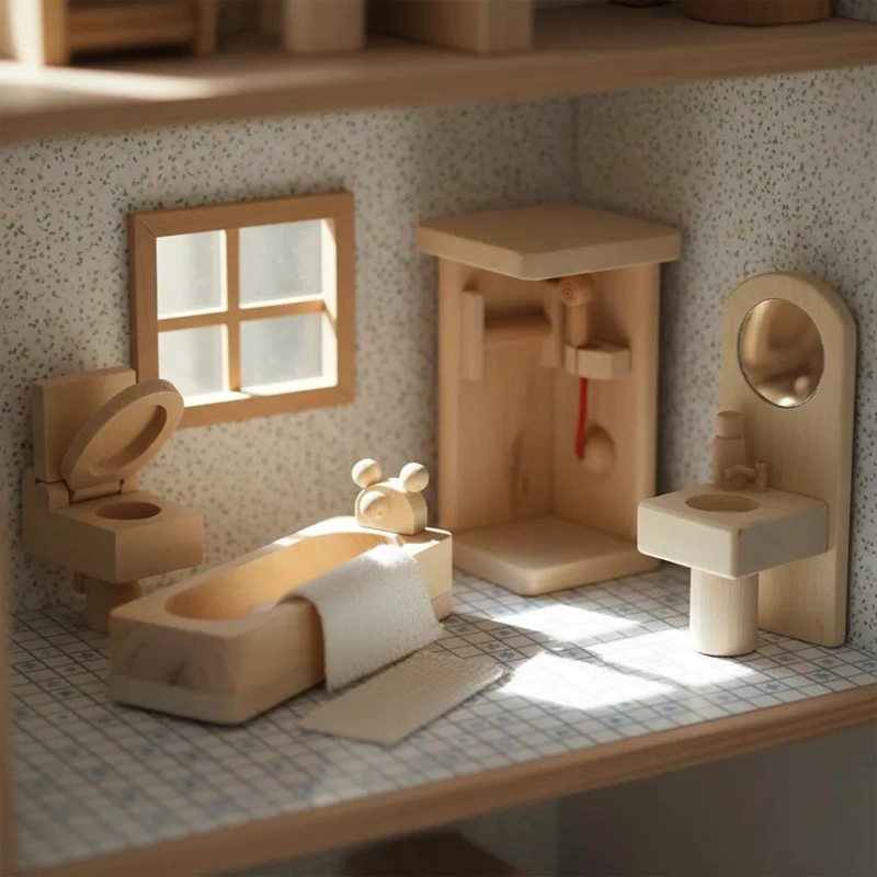 SET DE MUEBLES DE MADERA PARA CASA DE MUÑECAS - 2