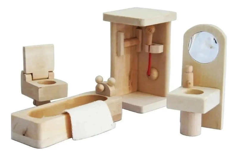 SET DE MUEBLES DE MADERA PARA CASA DE MUÑECAS - 3