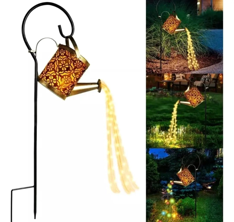 LAMPARA SOLAR EXTERIOR CON DISEÑO DE TETERA PARA JARDIN - 4