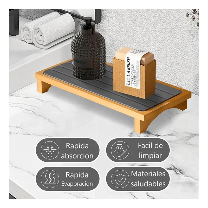 ESCURRIDOR DE BAMBU CON PIEDRA PARA SECADO RAPIDO - 3
