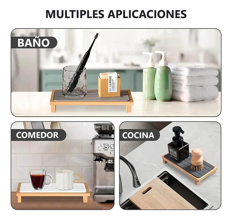 ESCURRIDOR DE BAMBU CON PIEDRA PARA SECADO RAPIDO - 4