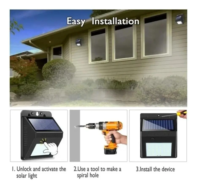 5 FOCOS SOLARES LED CON SENSOR DE MOVIMIENTO PARA EXTERIO - 3