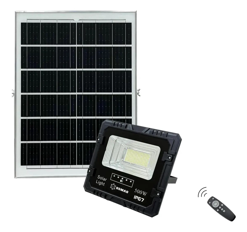 FOCO SOLAR 500W CON PANEL Y CONTROL REMOTO - 1