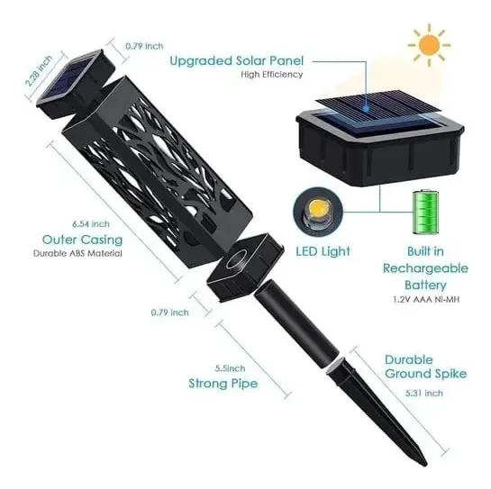 PACK 4 FAROLES SOLARES LED PARA JARDIN LUZ CALIDA - 3