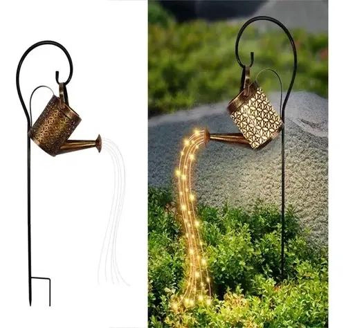 REGADERA DE COBRE CON LUZ SOLAR LED CALIDA PARA JARDIN - 1
