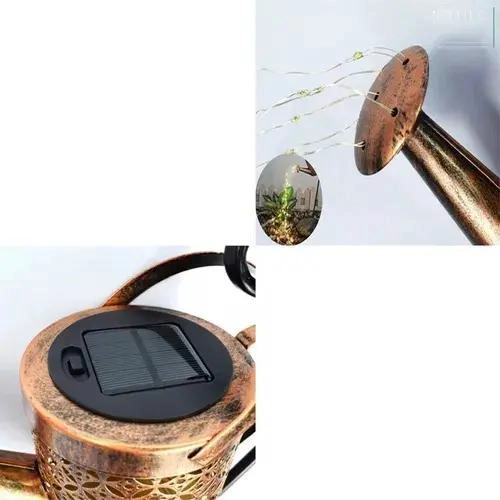 REGADERA DE COBRE CON LUZ SOLAR LED CALIDA PARA JARDIN - 2