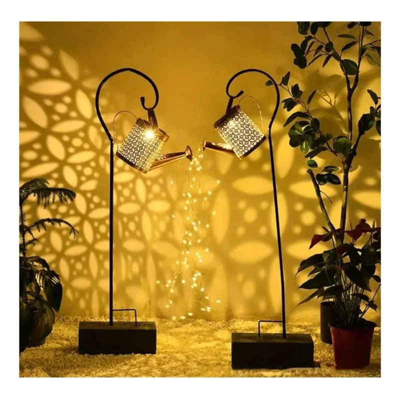 REGADERA DE COBRE CON LUZ SOLAR LED CALIDA PARA JARDIN - 4