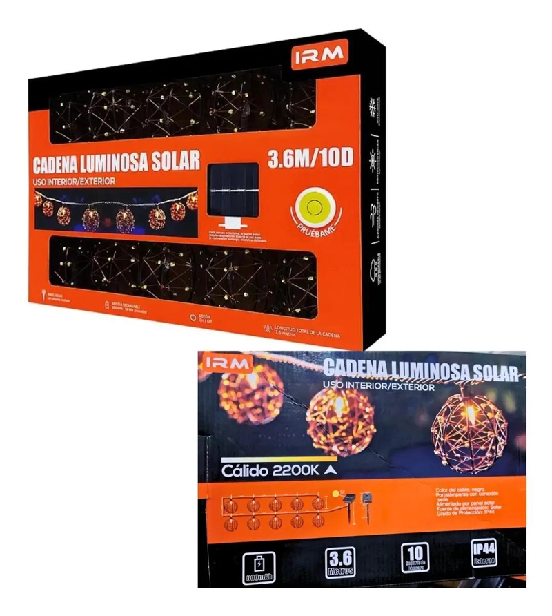 SET CADENA LUMINOSA SOLAR 3.6M CON PANEL - 5