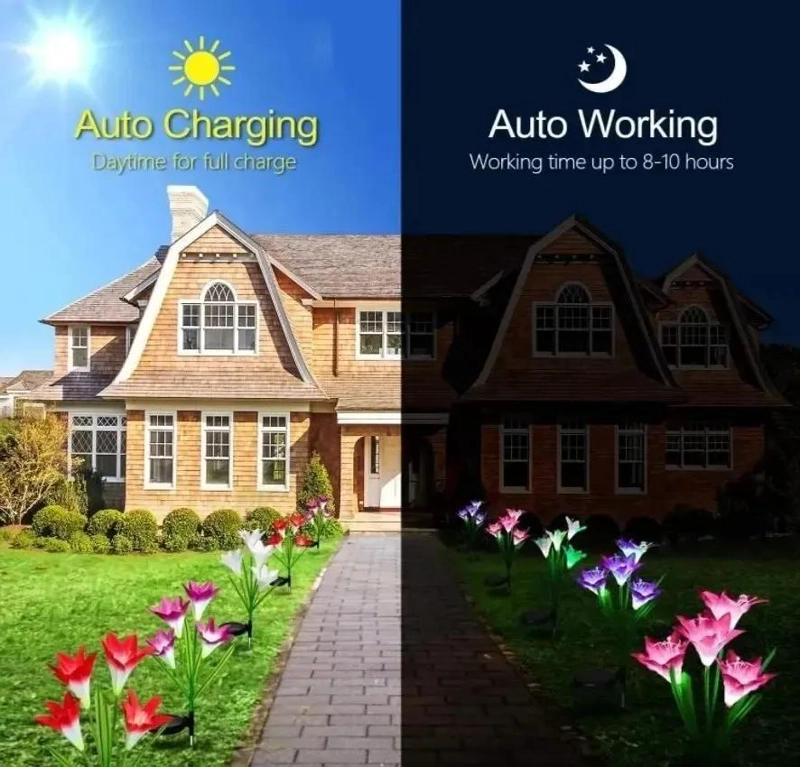 PAR DE FOCOS SOLARES PARA JARDIN CON DISEÑO DE FLORES - 5