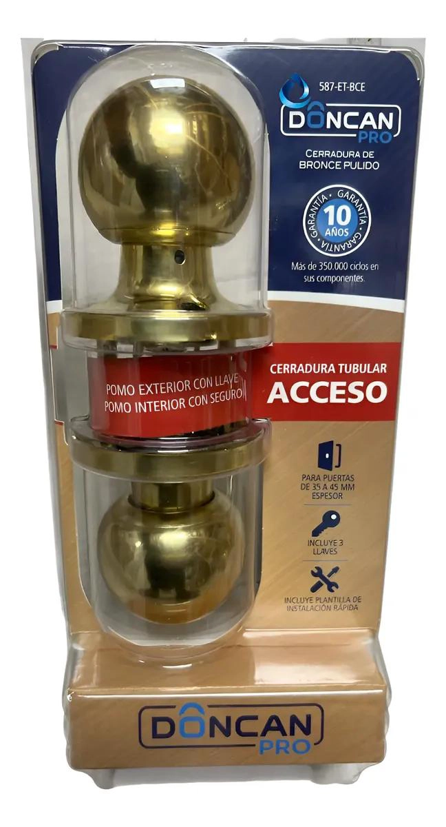 CERRADURA DE BRONCE SATINADO PARA BAÑO Y DORMITORIO - 1