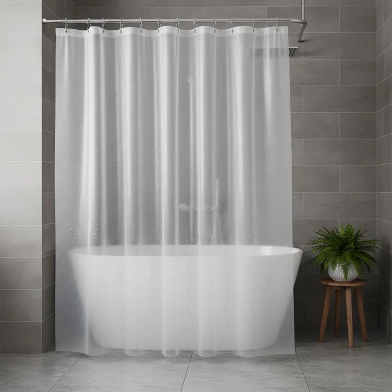 PACK CORTINA DE BAÑO LAVABLE CON GANCHOS Y FORRO 180 CM - 2