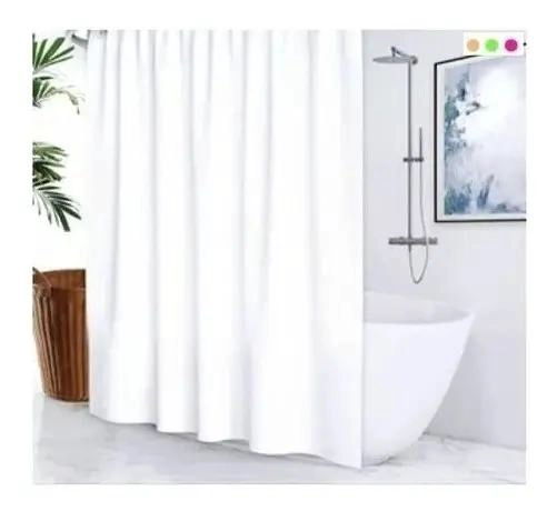 CORTINA DE BAÑO BLANCA IMPERMEABLE CON FORRO MAGNE TICO - 2
