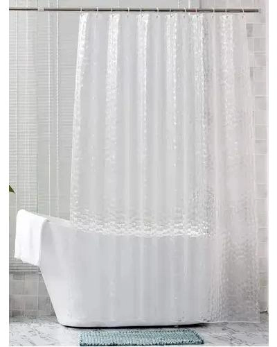 CORTINA DE BAÑO BLANCA IMPERMEABLE CON FORRO MAGNE TICO - 4