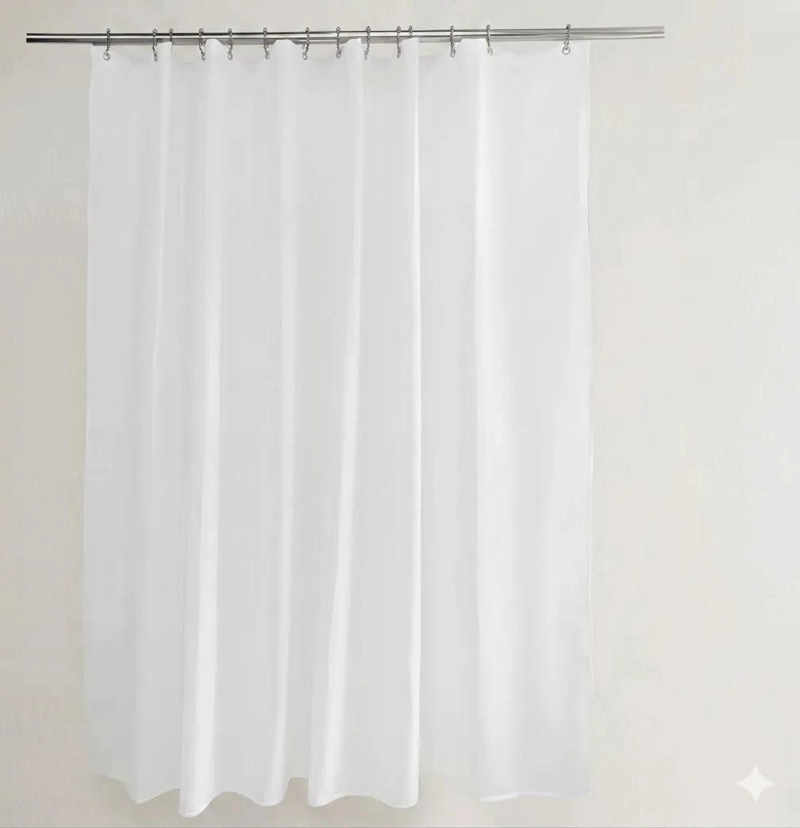 CORTINA DE BAÑO IMPERMEABLE CON FORRO Y ANILLOS 180X180CM - 2