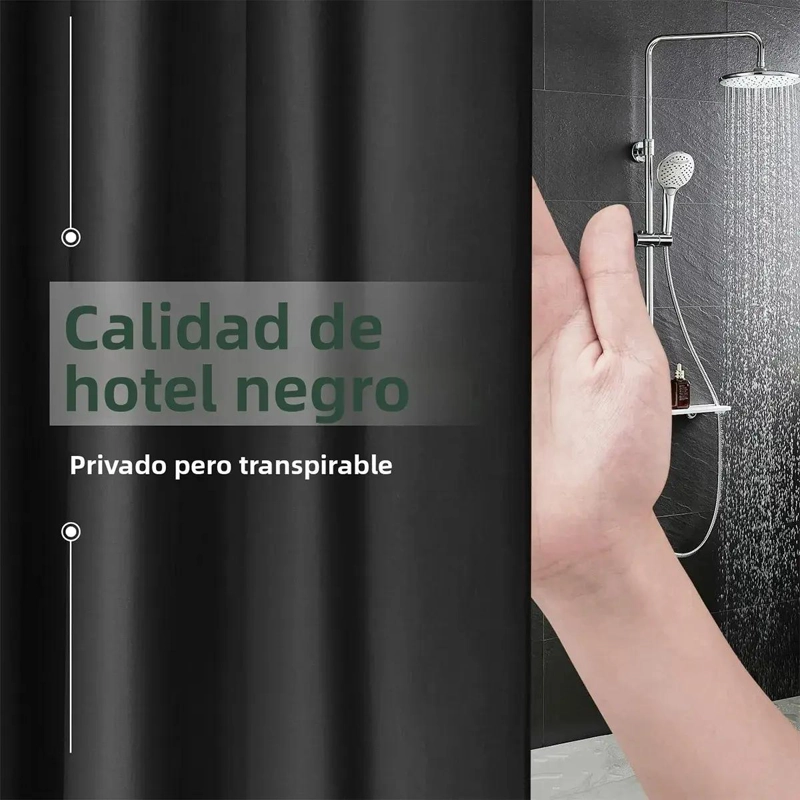 CORTINA DE BAÑO POLIE STER 183X183 CM CON GANCHOS ACERO - 5
