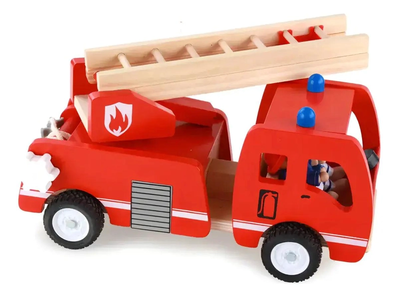 CAMION DE BOMBEROS DE MADERA CON ESCALERA - 4