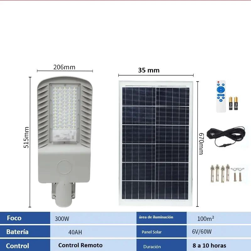 LUMINARIA SOLAR PARA CALLE 300W CON SOPORTE Y PANEL - 2