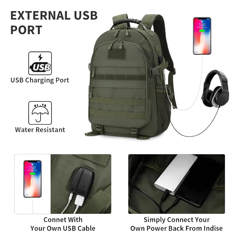 MOCHILA TACTICA DE ASALTO 40 LITROS CON PUERTO USB - 4