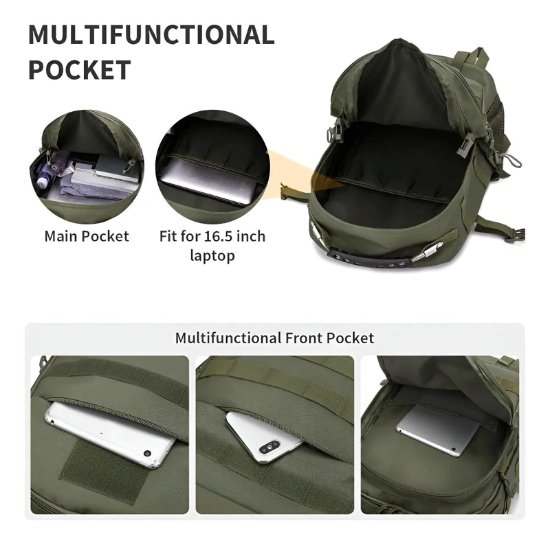 MOCHILA TACTICA DE ASALTO 40 LITROS CON PUERTO USB - 5