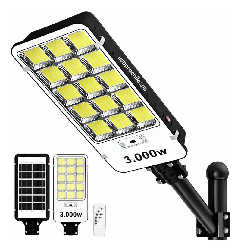 FOCO SOLAR LED 3000W CON SENSOR Y CONTROL REMOTO - 1