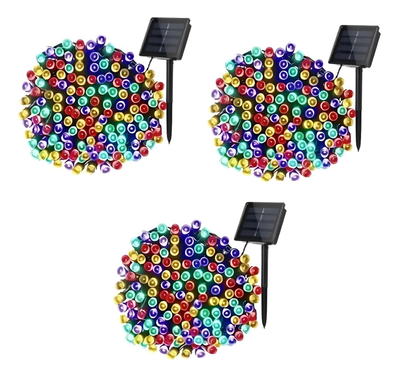 PACK 3 GUIRNALDAS SOLARES NAVIDAD 10M 100 LED - 1