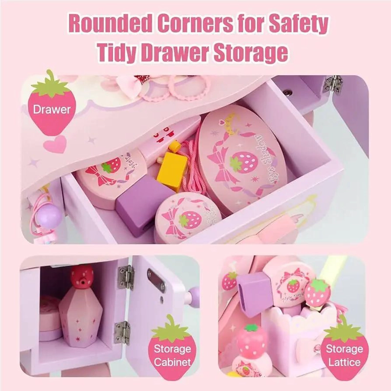 TOCADOR INFANTIL DE MADERA CON SET DE BELLEZA - 3