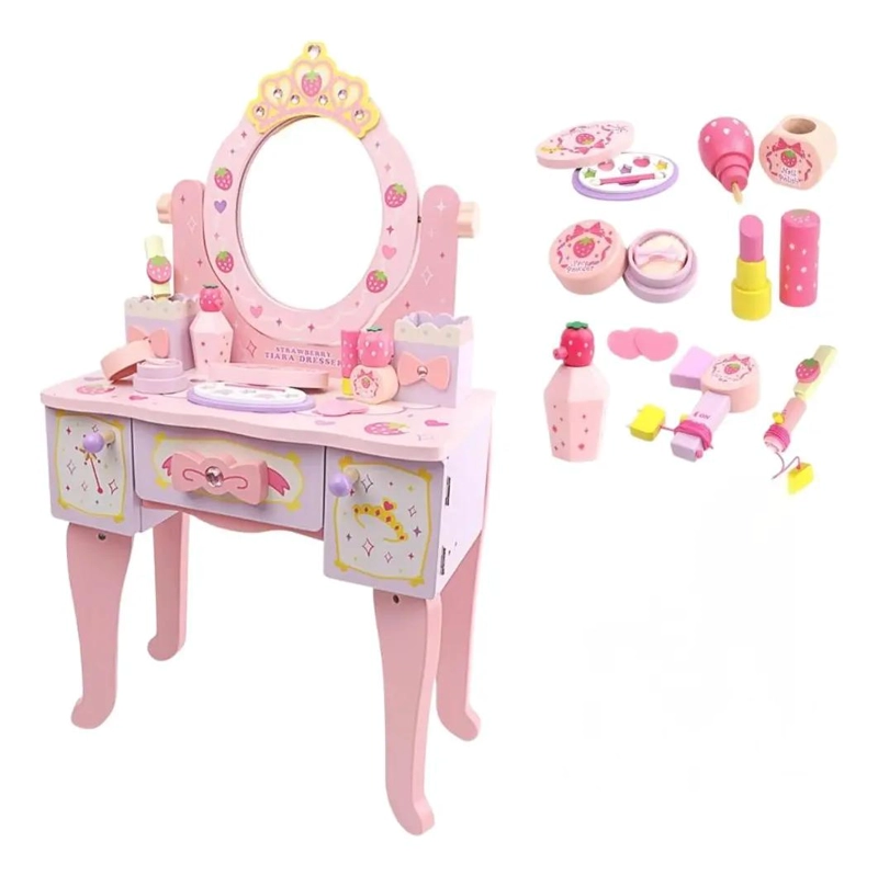 TOCADOR INFANTIL DE MADERA CON SET DE BELLEZA - 4