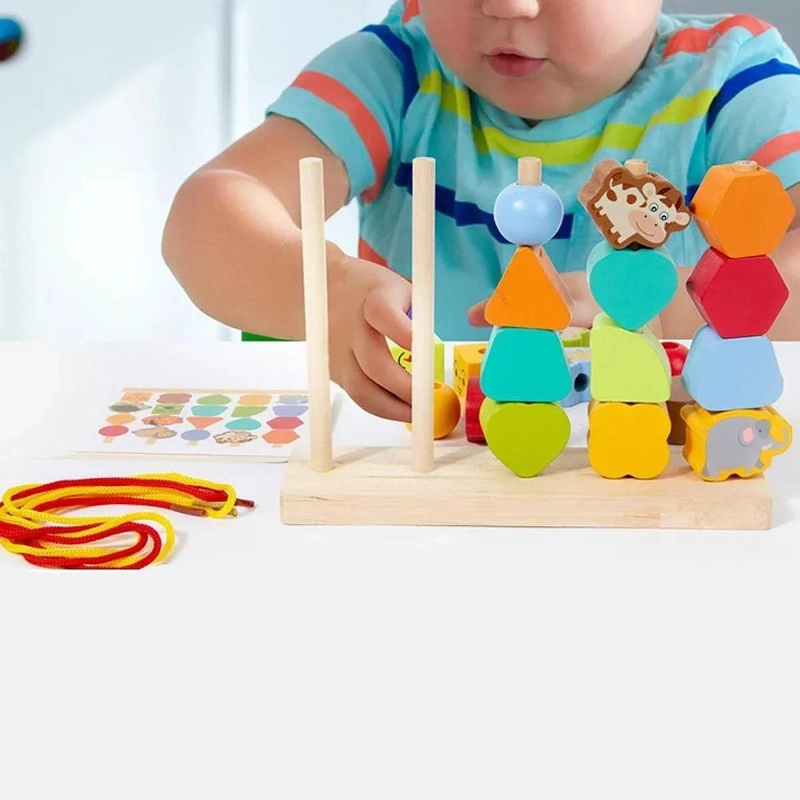 JUEGO MONTESSORI PARA ENHEBRAR Y APILAR PREESCOLAR - 3