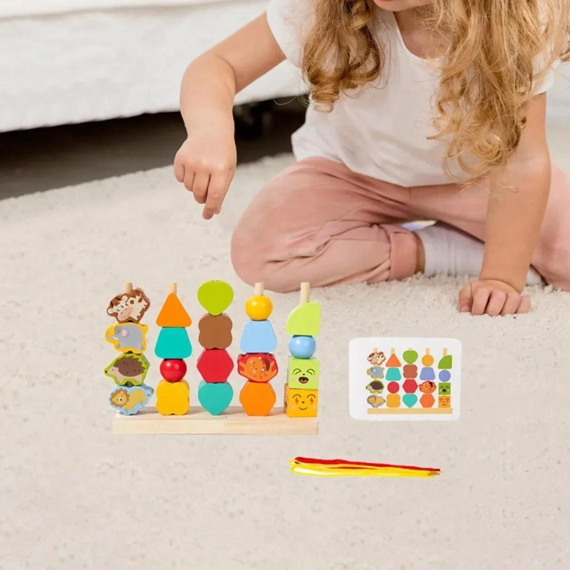 JUEGO MONTESSORI PARA ENHEBRAR Y APILAR PREESCOLAR - 4